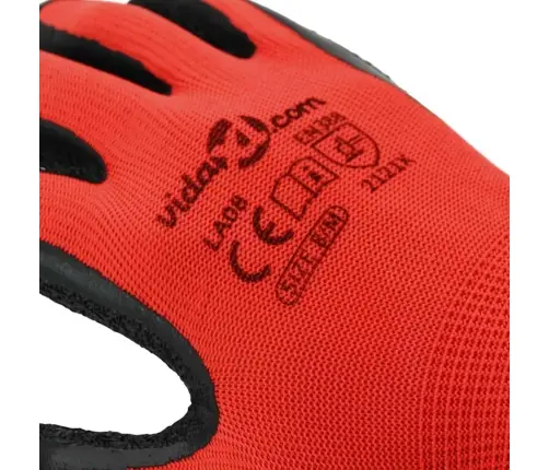 Darbo Pirštinės 24 Pcs Raudona Ir Juoda 8 / M Latekso Danga