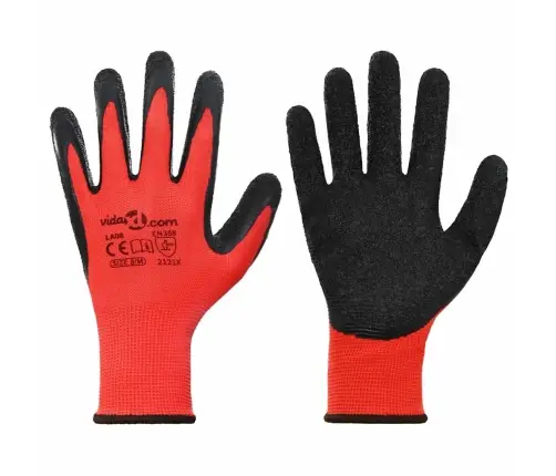 Darbo Pirštinės 24 Pcs Raudona Ir Juoda 8 / M Latekso Danga