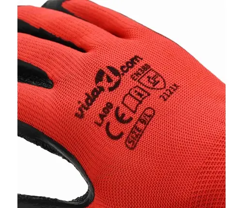 Darbo Pirštinės 12 Pcs Raudona Ir Juoda 9 / L Latekso Danga