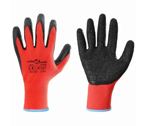 Darbo Pirštinės 12 Pcs Raudona Ir Juoda 9 / L Latekso Danga