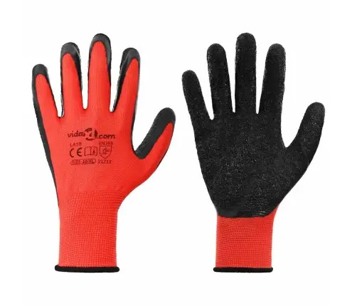 Töökindad 12 Pcs Punane Ja Must 10 / Xl Lateksi Kate