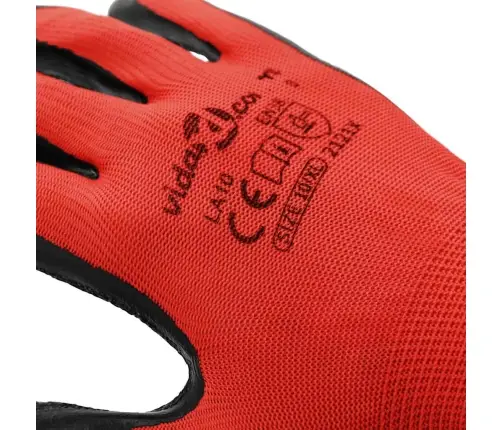 Darbo Pirštinės 24 Pcs Raudona Ir Juoda 10 / Xl Latekso Danga