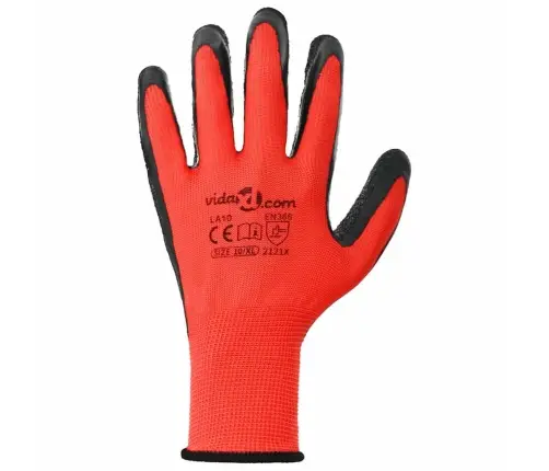 Darbo Pirštinės 24 Pcs Raudona Ir Juoda 10 / Xl Latekso Danga