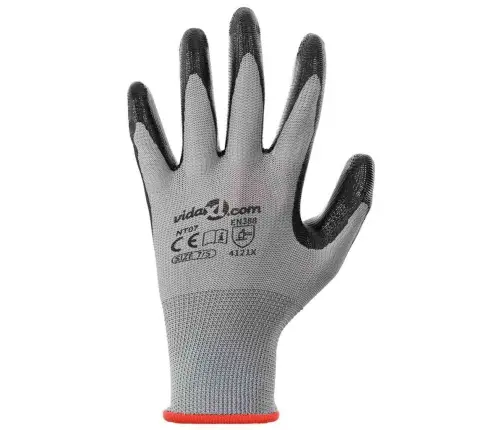 Darba Cimdi 12 Pcs Pelēks Un Melns 7 / S Poliesters Vidaxl