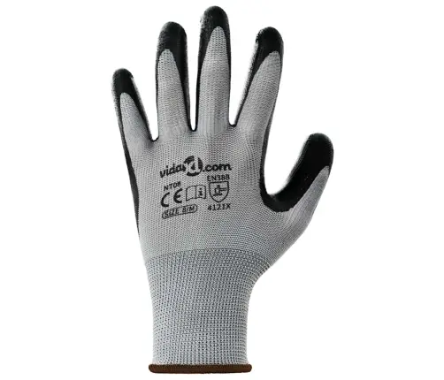 Töökindad 12 Pcs Hall Ja Must 8 / M Polüester