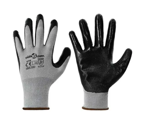 Töökindad 12 Pcs Hall Ja Must 8 / M Polüester