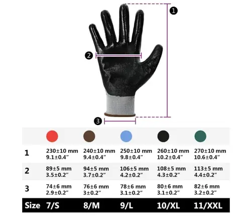 Töökindad 12 Pcs Hall Ja Must 8 / M Polüester