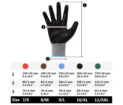 Töökindad 12 Pcs Hall Ja Must 9 / L Polüester