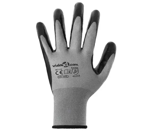 Töökindad 12 Pcs Hall Ja Must 10 / Xl Polüester