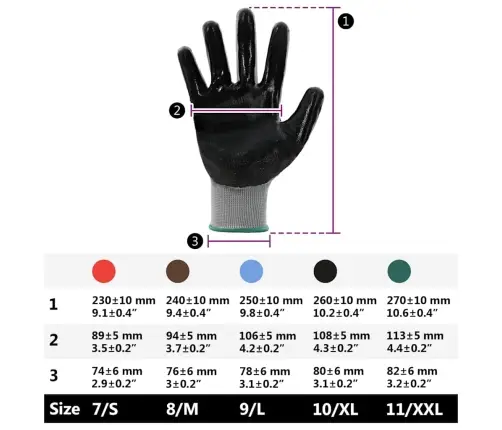 Darba Cimdi 12 Pcs Pelēks Un Melns 11 / Xxl Poliesters Vidaxl