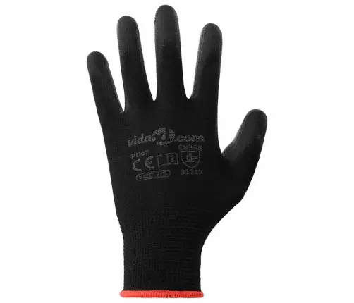 Darba Cimdi 12 Pcs Melna 7 / S Poliesters Vidaxl