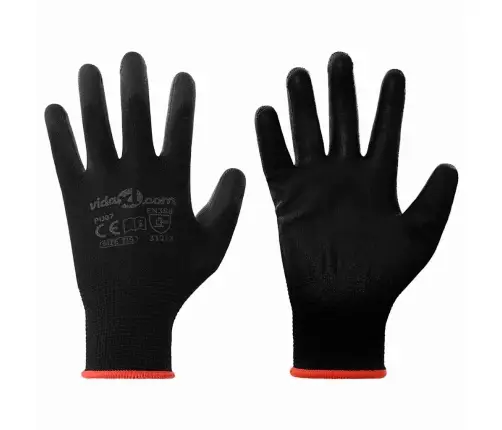 Darba Cimdi 12 Pcs Melna 7 / S Poliesters Vidaxl