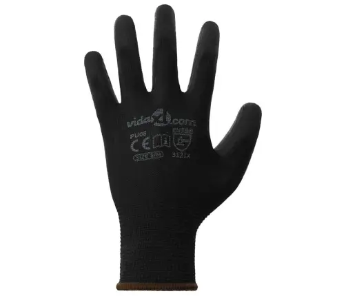 Darba Cimdi 12 Pcs Melna 8 / M Poliesters Vidaxl