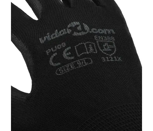 Darba Cimdi 12 Pcs Melna 9 / L Poliesters Vidaxl