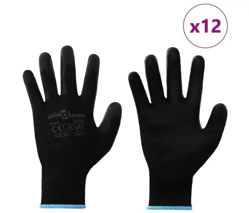 Darba Cimdi 12 Pcs Melna 9 / L Poliesters Vidaxl