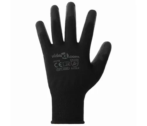 Darbo Pirštinės 12 Pcs Juoda 10 / Xl Poliesteris