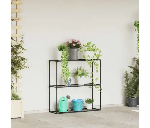 3-Tīkla Augu Statīvs Melna 100 X 32 X 102 Cm Tērauds Vidaxl