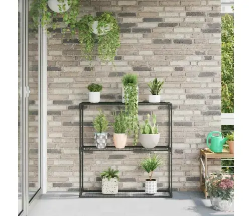 3-Tīkla Augu Statīvs Melna 100 X 32 X 102 Cm Tērauds Vidaxl