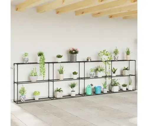 3-Tīkla Augu Statīvs Melna 400 X 32 X 104 Cm Tērauds Vidaxl