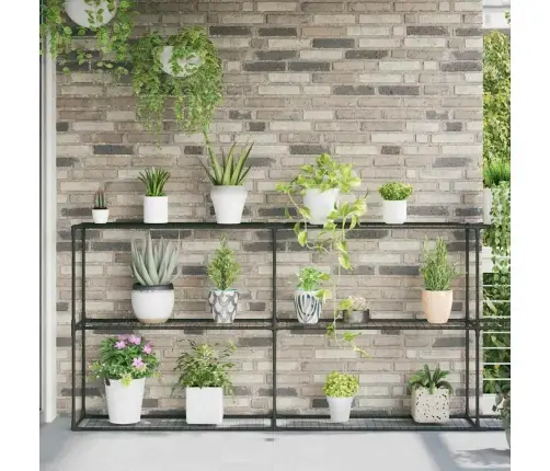 3-Tīkla Augu Statīvs Melna 400 X 32 X 104 Cm Tērauds Vidaxl