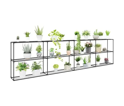 3-Tīkla Augu Statīvs Melna 400 X 32 X 104 Cm Tērauds Vidaxl