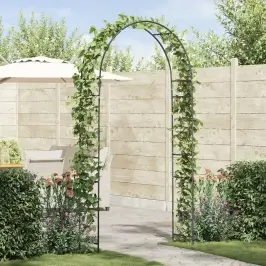 Dārza Arka Ziedu Raksts Melna 115 X 37 X 231 Cm Vidaxl