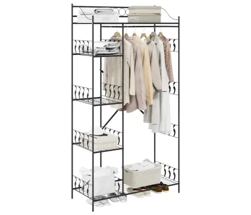 Atvērts Skapis Ar Plauktu Melna 100 X 43 X 188 Cm Tērauds Vidaxl