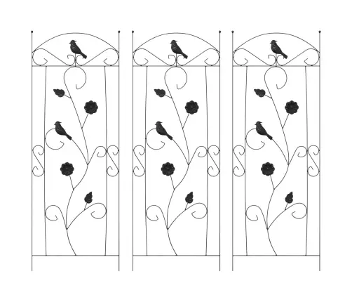 Dārza Žogs Režģa Raksts 3 Pcs Melna 112 X 40 Cm Tērauds Vidaxl