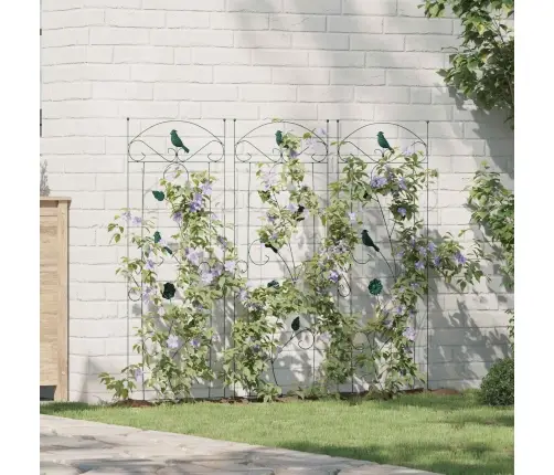 Dārza Žogs Režģa Raksts 3 Pcs Zaļa 112 X 40 Cm Tērauds Vidaxl