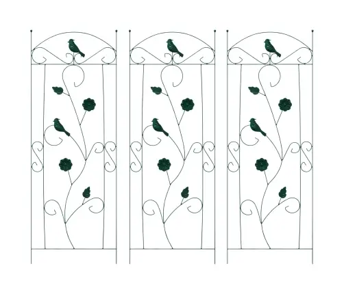 Dārza Žogs Režģa Raksts 3 Pcs Zaļa 112 X 40 Cm Tērauds Vidaxl