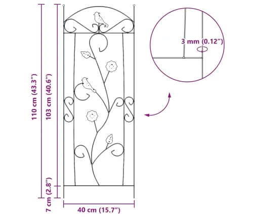 Dārza Žogs Režģa Raksts 3 Pcs Zaļa 112 X 40 Cm Tērauds Vidaxl