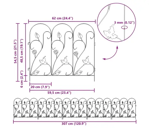 Aiandus Aiapaneel Võre Roheline 307 X 54,5 X 0,3 Cm