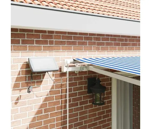 Izvelkams Jumtiņš With Zils Un Balts 5 X 3 M Audums Un Metāls Vidaxl