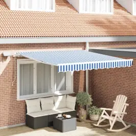Izvelkams Jumtiņš Zila Un Balta 350 X 250 Cm Vidaxl
