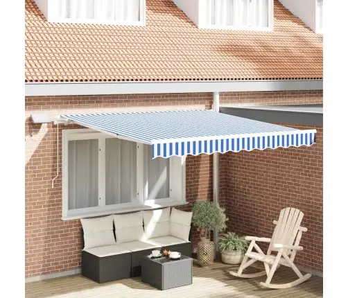 Izvelkams Jumtiņš Zila Un Balta 350 X 250 Cm Vidaxl