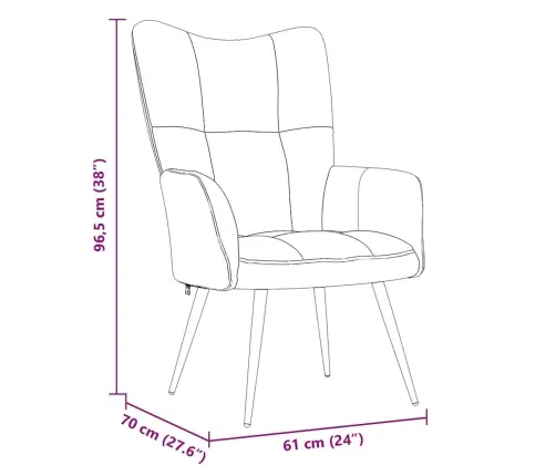 Lõõgastav Iste Helehall 70 X 61 X 96,5 Cm Samet