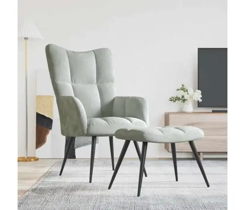 Atpūtas Krēsls Ar Pēdu Atbalstu 2 Pcs Gaiši Pelēks Samts Vidaxl