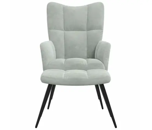 Atpūtas Krēsls Ar Pēdu Atbalstu 2 Pcs Gaiši Pelēks Samts Vidaxl