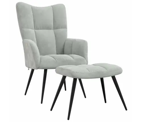 Atpūtas Krēsls Ar Pēdu Atbalstu 2 Pcs Gaiši Pelēks Samts Vidaxl