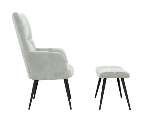 Atpūtas Krēsls Ar Pēdu Atbalstu 2 Pcs Gaiši Pelēks Samts Vidaxl