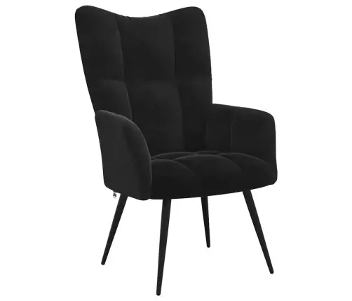 Atsipalaidavimo Kėdė Su Pufu 2 Pcs Juoda Aksomas