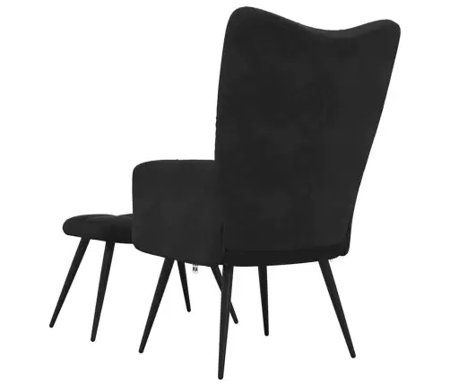 Atsipalaidavimo Kėdė Su Pufu 2 Pcs Juoda Aksomas