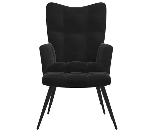 Atsipalaidavimo Kėdė Su Pufu 2 Pcs Juoda Aksomas