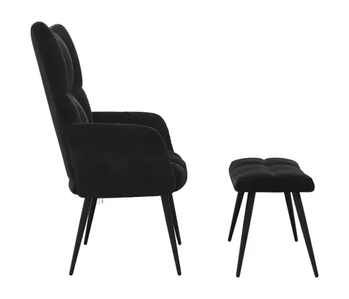 Atsipalaidavimo Kėdė Su Pufu 2 Pcs Juoda Aksomas