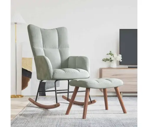 Šūpojošā Krēsla Ar Puporu Gaiši Pelēks 78 X 61 X 98 Cm Samts Vidaxl