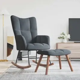 Sūpyninė Kėdė Su Pufu 2 Pcs Tamsiai Pilka Aksomas