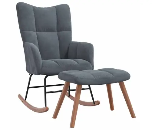 Šūpojošā Krēsla Ar Puporu 2 Pcs Tumši Pelēks Samts Vidaxl