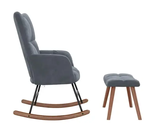 Šūpojošā Krēsla Ar Puporu 2 Pcs Tumši Pelēks Samts Vidaxl