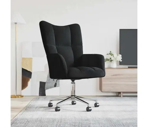 Atsipalaidavimo Kėdė Su Ratu Juoda 62 X 68,5 X 105 Cm Aksomas