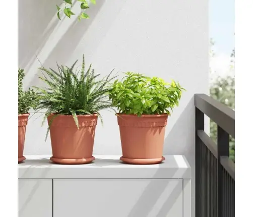 Augalų Vazonai 6 Pcs Raudona Plyta Ø 19 X 16 Cm Plastmasė